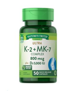 Natures Truth K-2 MK-7 800mcg with Vitamin D3 5000iu 50-Capsules