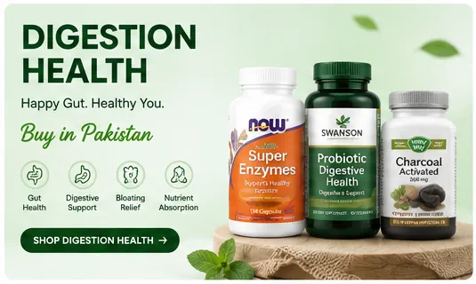Digestion health supplements in Pakistan including probiotics, digestive enzymes and charcoal products at MyVitaminPK